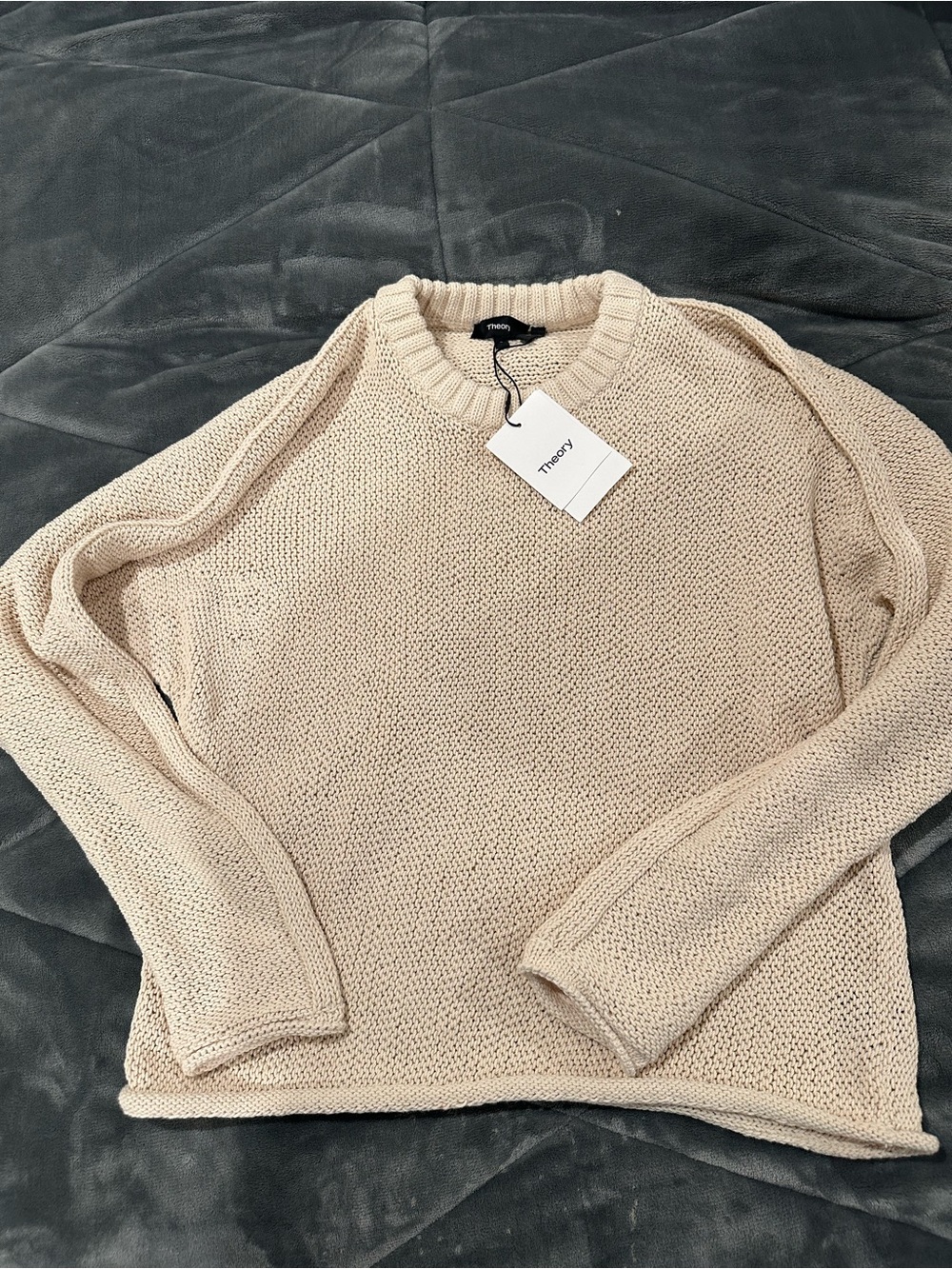 Theory Cream Knit Crewneck Sweater